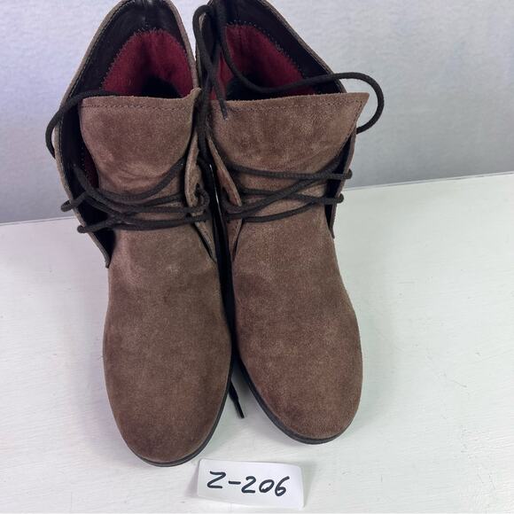 The Flexx Boots Womens 7.5 Brown Suede Leather Wedge Lace Up - Picture 2 of 12